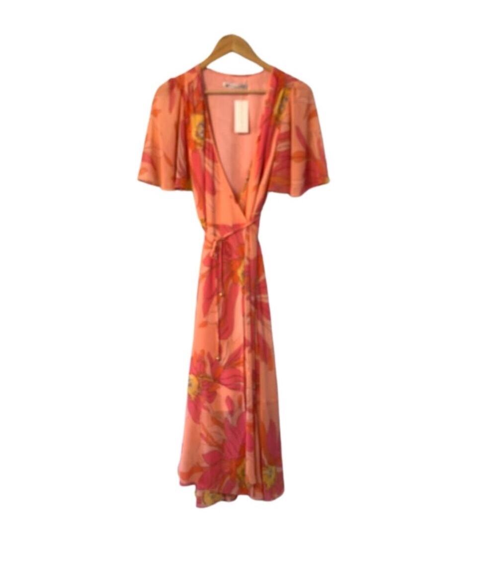 New TRINA TURK Fragrant Sunset Petals Georgette Floral V-Neck Dress | 2